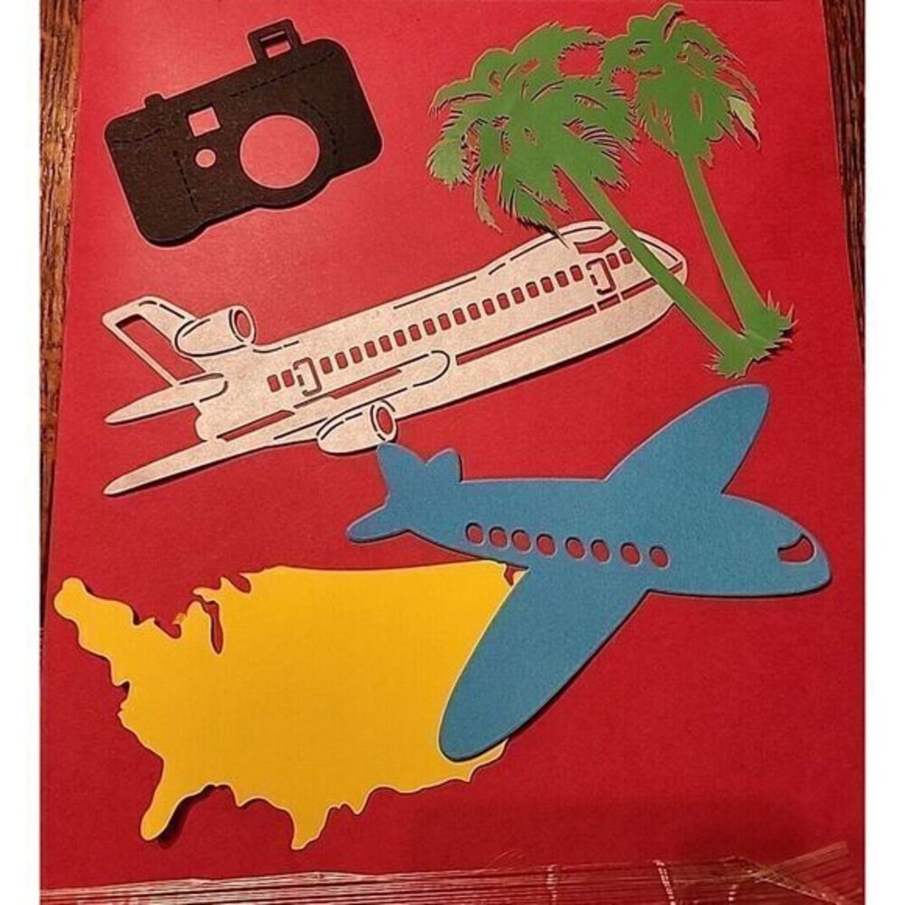 Scrapbooking Travel Lot -  Die-Cuts, Airplane, Car, Palm Tree's‎ Etc